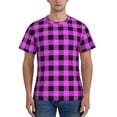 thumbnail image 1 of Yiaed Purple Black Buffalo Plaid Print Mens Short Sleeve Tight Fit T-Shirt, Crewneck Casual Tee-3X-Large, 1 of 5