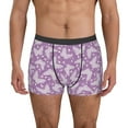 thumbnail image 1 of Yiaed Purple Butterflies Floral Print Men's Soft Cotton Boxer Shorts Breathable Boxers Underwear Moisture-Wicking Underwear Stretch Boxer Briefs for Man-Small, 1 of 5