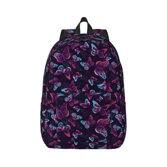 Yiaed Purple Butterfly Print Backpack, Premium Laptop Backpack, Travel Backpack for Women, Lightweight Backpacks, Comfortable Back Pack-Small