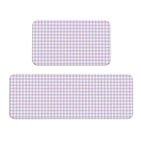 Yiaed Purple Checkboard Kitchen Rugs Sets of 2 Kitchen Mats Cushioned Anti Fatigue Kitchen Rug Tapetes Para Cocina for Sink,Laundry Room