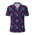 thumbnail image 1 of Yiaed Purple Dreamcatcher1Print Men's Short Sleeve Polo Shirt,Golf Polo for Men Three-Button Golf Shirt Athletic Casual Collared T-Shirt- Medium, 1 of 7