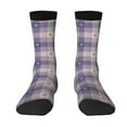 thumbnail image 1 of Yiaed Purple Floral Gingham Check Plaid Print Great elasticity Crew Socks Sports socks for Men and Women, 1 of 1