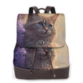 thumbnail image 1 of Yiaed Purple Flower Lazy Cat Print Laptop Backpack for Women Slim Computer Bag Work Travel College Backpack Purse Fits 14 Inch Notebook, 1 of 4