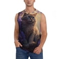 thumbnail image 1 of Yiaed Purple Flower Lazy Cat Print Men's Singlet Vests Summer Running Muscle Tank Tops Gym Undershirt Round Neck Sleeveless for man, 1 of 8