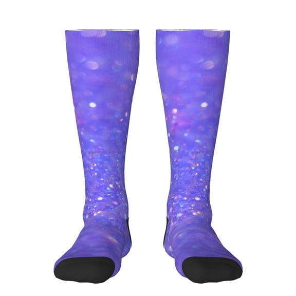 Yiaed Purple Glitter Print Great elasticity Adult Stockings Sports socks for Men and Women