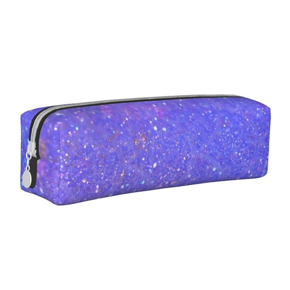 Yiaed Purple Glitter Print Leather Pencil Case - Leather Pen Pencil Holder - Elegant & Practical Pencil Pouch for Work & Office