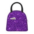 thumbnail image 1 of Yiaed Purple Glitter Print Lunch Bag Adult Insulated Lunch Box, Leakproof Cooler Food Lunch Containers Reusable High Capacity Lunch Tote Bags-One Size, 1 of 6