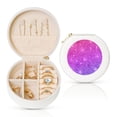thumbnail image 1 of Yiaed Purple Glitter Print Travel Jewelry Case Bridesmaid Gift Boxes Jewelry Travel Organizer Small Round Jewelry Box Mini Storage-White, 1 of 7