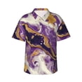 thumbnail image 1 of Yiaed Purple Gold Marble Swirls Print Hawaiian Shirt for Men Short Sleeve Button Down Shirts Beach Shirts for Men,Small, 1 of 7