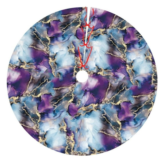 Yiaed Purple Marble Texture Print Christmas Tree Skirt , Tree SkirtsTree Mat for Christmas Winter Holiday Indoor Decorations-48"