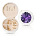 thumbnail image 1 of Yiaed Purple Pattern White Tiger Print Travel Jewelry Case Bridesmaid Gift Boxes Jewelry Travel Organizer Small Round Jewelry Box Mini Storage-White, 1 of 7