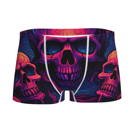 Yiaed Purple-Red Skull Print Boys' Boxer Briefs Cotton Casual Stretch Comfort Boys Boxers - Kids Boxer Briefs Underwear for Boys (6-18)-X-Small