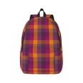 thumbnail image 1 of Yiaed Purple Yellow Buffalo Plaid Print Backpack, Premium Laptop Backpack, Travel Backpack for Women, Lightweight Backpacks, Comfortable Back Pack-Small, 1 of 7