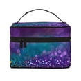 thumbnail image 1 of Yiaed Purple and Green Glitter Print Makeup Bag Travel Cosmetic Bags for Women Girls Zipper Pouch Makeup Organizer, 1 of 4