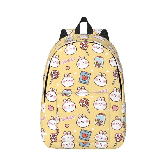 Yiaed Rabbit And Candy Print Backpack, Premium Laptop Backpack, Travel Backpack for Women, Lightweight Backpacks, Comfortable Back Pack-Small