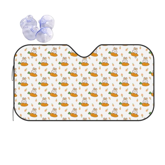 Yiaed Rabbit And Carrot Print Car Windshield Sunshade Front Auto Car Front Window Sun Shade Foldable Sun Visor Shield Cover Auto Accessories for Sedan SUV Truck-Medium
