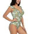 thumbnail image 1 of Yiaed Rabbit And Carrot Print Women's Ruffled One Piece Swimsuit V Neck Swimwear Slimming Monokini for Woman-X-Large, 1 of 8