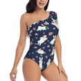 thumbnail image 1 of Yiaed Rabbit And Flower Print Women One Piece Swimsuits Tummy Control One Shoulder Bathing Suits Pattern Ruffle Swimwear-Medium, 1 of 8