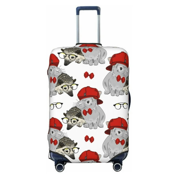 Yiaed Rabbit And Hedgehog Print Travel Luggage Cover Suitcase Protector Fits 18-32 Inch Luggage Wheel Covers Patterned Elastic Luggage Anti-scratch(No luggage)-Large