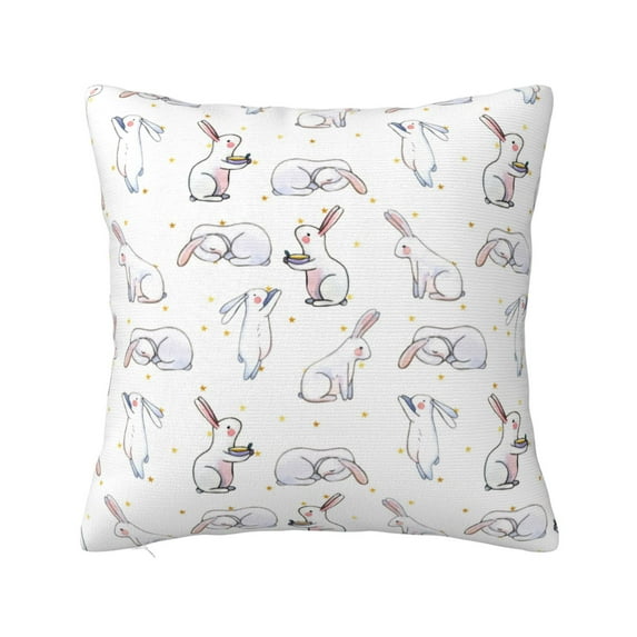Yiaed Rabbit Eating Print Pillow Covers Super Soft Decorative Square Throw Pillow Covers Case Cushion Covers for Sofa Couch Bedroom Car Decor(No pillow core)-22"x22"
