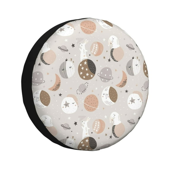 Yiaed Rabbit In Space Print Tire Wheel Cover, Waterproof Spare Tire Cover Fit for Jeep, Truck,Trailer, RV, SUV, Camper and Most Vehicle-16 inch