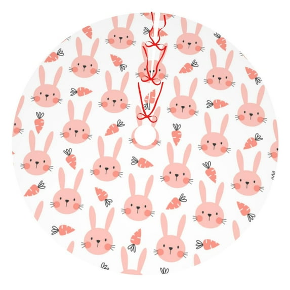 Yiaed Rabbit Is And Carrots Print Christmas Tree Skirt , Tree SkirtsTree Mat for Christmas Winter Holiday Indoor Decorations-48"