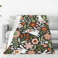 thumbnail image 1 of Yiaed Rabbits on Floral Pattern Fleece Throw Blanket,Fleece Throw Blankets for Couch & Bed All Season Use -80"x60", 1 of 6
