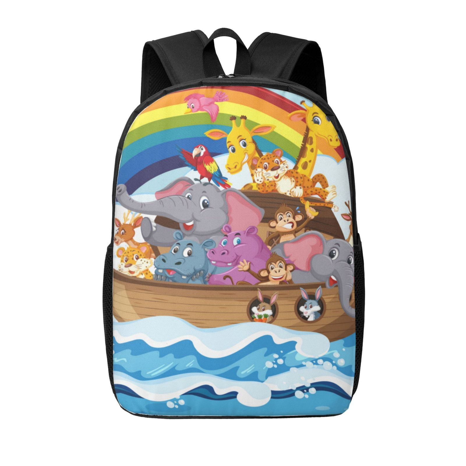 Yiaed Rainbow Animals on Noah's Ark Print Travel Laptop Backpack, 17 Inch Extra Large School