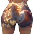thumbnail image 1 of Yiaed Rainbow Cloud White Horse Print Women's Athletic Shorts Running Shorts Sporty Short High Waisted Elastic Workout Shorts for Yoga Gym Running & Sports -Medium, 1 of 8
