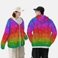 thumbnail image 1 of Yiaed Rainbow Glitter Print Sun Shirts UPF 50+ Protection Hoodie Rash Guard Shirt UV Shirt Long Sleeve Fishing Outdoor Lightweightase-X-Large, 1 of 5