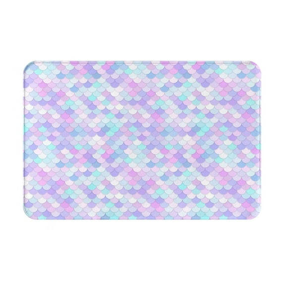 Yiaed Rainbow Scales Print Flannel Doormat Mat Outdoor Indoor Door Mats, Non Slip Durable Entrance Rugs for Outside Entry, Porch, Resist Dirt, 16"x24"