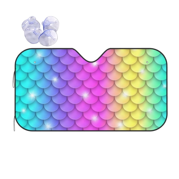 Yiaed Rainbow Scales2 Print Car Windshield Sunshade Front Auto Car Front Window Sun Shade Foldable Sun Visor Shield Cover Auto Accessories for Sedan SUV Truck-Medium
