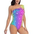 thumbnail image 1 of Yiaed Rainbow Scales2 Print Women One Piece Swimsuits Tummy Control One Shoulder Bathing Suits Pattern Ruffle Swimwear-X-Large, 1 of 8