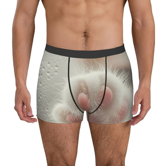 Yiaed Raindrop Kitten Paw Print Men's Soft Cotton Boxer Shorts Breathable Boxers Underwear Moisture-Wicking Underwear Stretch Boxer Briefs for Man-Large