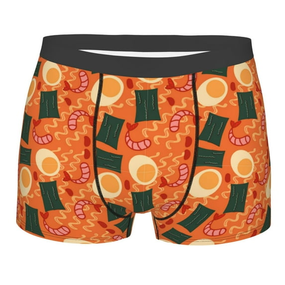 Yiaed Ramen Noodle Soup Print Men's Soft Cotton Boxer Shorts Breathable Boxers Underwear Moisture-Wicking Underwear Stretch Boxer Briefs for Man-Small