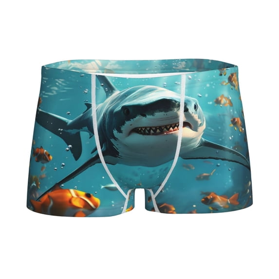 Yiaed Realistic Ocean Shark Print Boys' Boxer Briefs Cotton Casual Stretch Comfort Boys Boxers - Kids Boxer Briefs Underwear for Boys (6-18)-X-Small