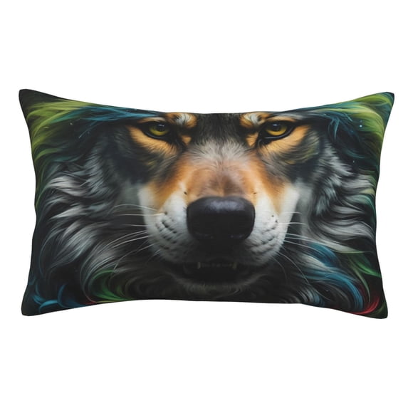 Yiaed Realistic Style Colorful Wolf Print Brushed Microfiber Envelope Pillowcases, Standard,Envelope Closure Pillow Cases(No pillow core)-20"x30"