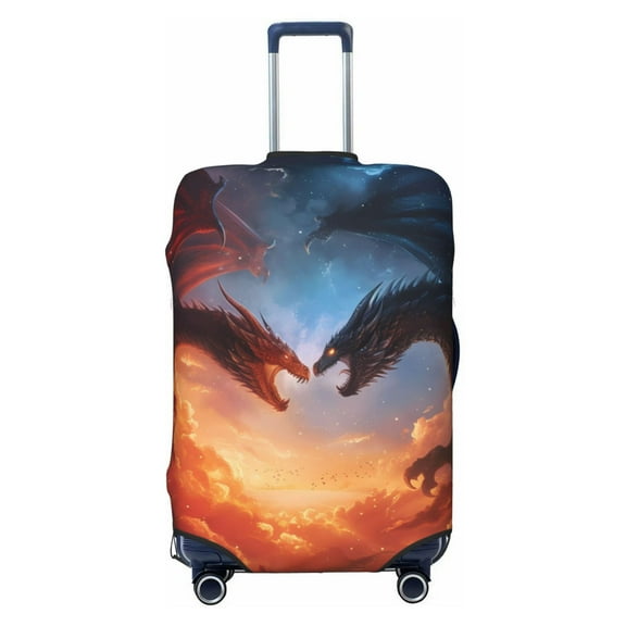 Yiaed Red And Blue Fire Cloud Dragon Print Travel Luggage Cover Suitcase Protector Fits 18-32 Inch Luggage Wheel Covers Patterned Elastic Luggage Anti-scratch（No luggage）-Small