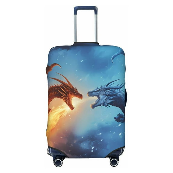 Yiaed Red And Blue Fire Dragon A Print Travel Luggage Cover Suitcase Protector Fits 18-32 Inch Luggage Wheel Covers Patterned Elastic Luggage Anti-scratch(No luggage)-X-Large