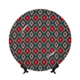 thumbnail image 1 of Yiaed Red And Orange On Blue Teal Print Bone China Decorative Plate Ceramic Dinner Plates Art Crafts with Display Stand-6in, 1 of 6