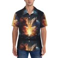 thumbnail image 1 of Yiaed Red And White Flame Fox Print Hawaiian Shirt for Men Short Sleeve Button Down Shirts Beach Shirts for Men-3X-Large, 1 of 1