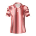 thumbnail image 1 of Yiaed Red And White StripesPrint Men's Short Sleeve Polo Shirt,Golf Polo for Men Three-Button Golf Shirt Athletic Casual Collared T-Shirt- XX-Large, 1 of 7