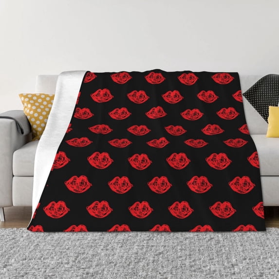 Yiaed Red Beautiful Lips Print Blanket Throw Blanket Soft Cozy Flannel Blanket for Home Bed Sofa Couch Chair-50"x40"