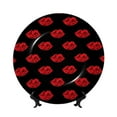 thumbnail image 1 of Yiaed Red Beautiful Lips Print Bone China Decorative Plate Ceramic Dinner Plates Art Crafts with Display Stand-8in, 1 of 6