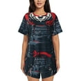 thumbnail image 1 of Yiaed Red Black Eastern Panda Warrior Print Short Sleeve Pajama Sets for Women Casual Crew Neck 2 Piece Lounge Sets Women's Short-Sleeved Pajama-X-Large, 1 of 5