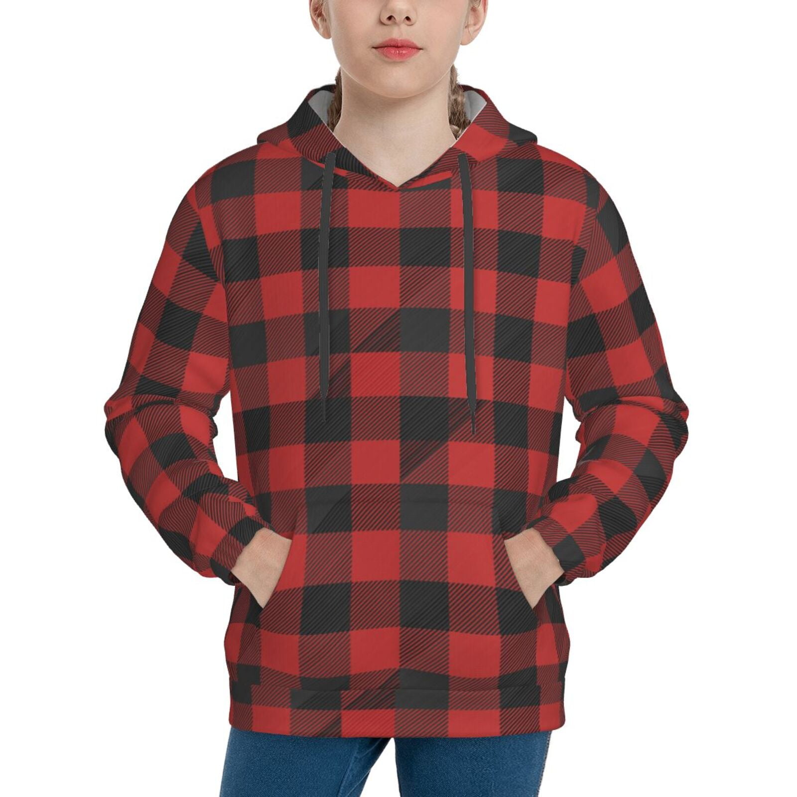 Red and black plaid pullover best sale