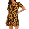 thumbnail image 1 of Yiaed Red Black Plaid Sunflower Print Women's Loose-Fit Short Sleeve Nightgown, Soft and Comfortable Sleep Dress for Relaxation and Sleepwear, 1 of 6