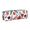 thumbnail image 1 of Yiaed Red Blue Leaves Print Leather Pencil Case - Leather Pen Pencil Holder - Elegant & Practical Pencil Pouch for Work & Office, 1 of 7
