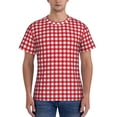thumbnail image 1 of Yiaed Red Checkboard Print Mens Short Sleeve Tight Fit T-Shirt, Crewneck Casual Tee-Medium, 1 of 5