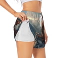 thumbnail image 1 of Yiaed Red Dragon Mountain Sunrise Print Women's Running Shorts with Liner 3 Zipper Pockets Elastic Workout Athletic Gym Yoga Shorts-X-Large, 1 of 7